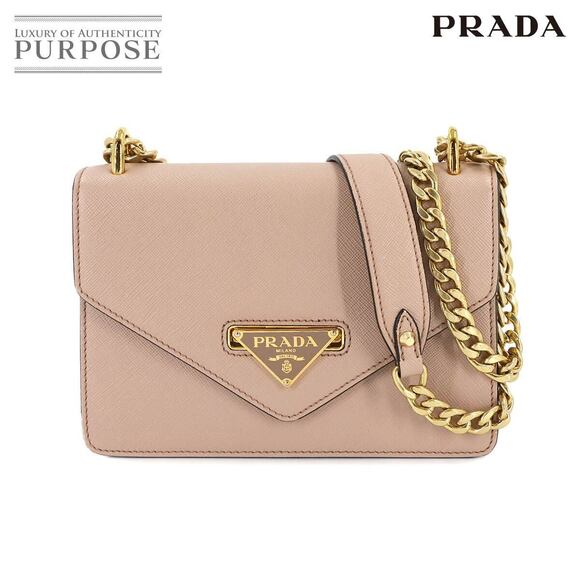 Prada Handbags - Prada Saffiano Chain Shoulder Bag Leather Beige